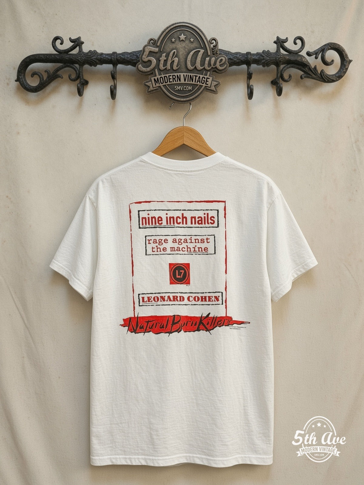 Natural Born Killers – Blood Lust Soundtrack – Vintage Movie Tee — back on locked cream ornate 5th Ave rack