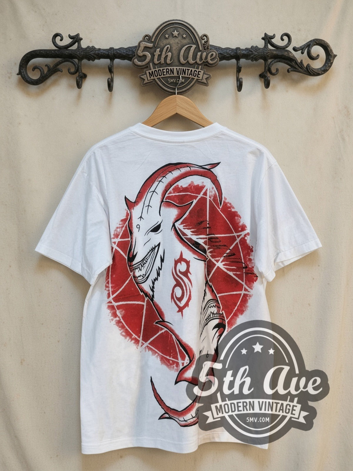 Slipknot Masks and Goat All Over Print White Vintage Band T-Shirt
