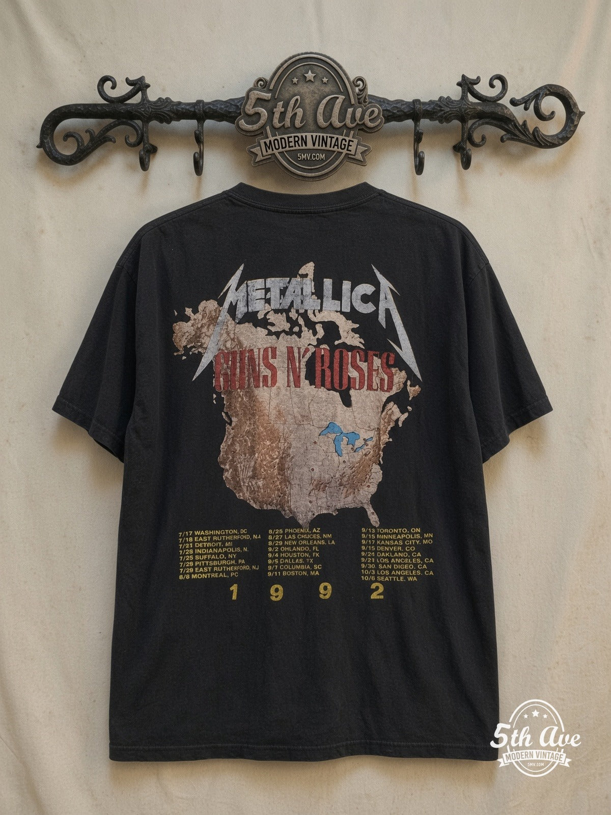 Guns N Roses Metallica Tour vintage band t-shirt back on rack