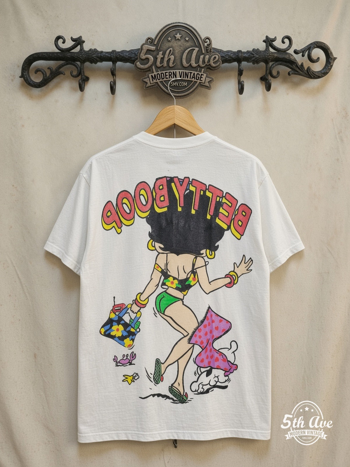 Betty Boop Retro Style T-Shirt – Classic Cartoon Tee — back on locked cream ornate 5th Ave rack