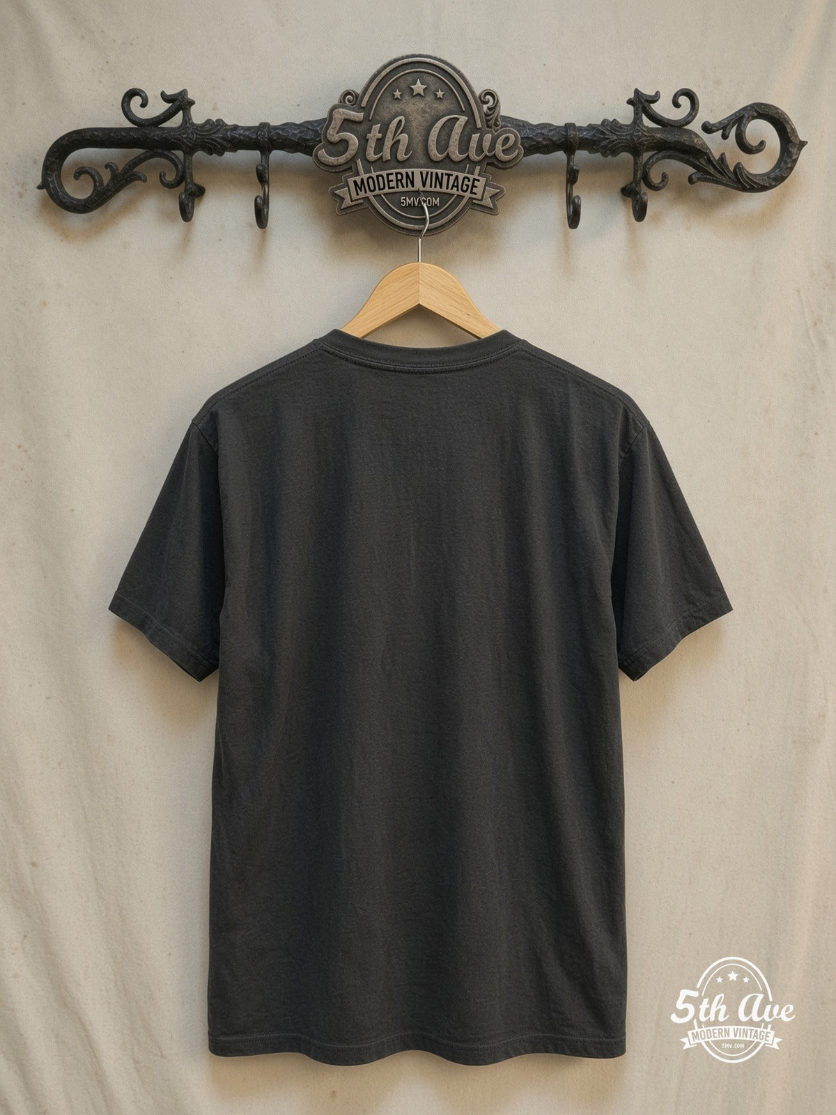 Misfits – Green Logo Crimson Ghost Skull – Vintage Band T-Shirt — back on locked cream ornate 5th Ave rack
