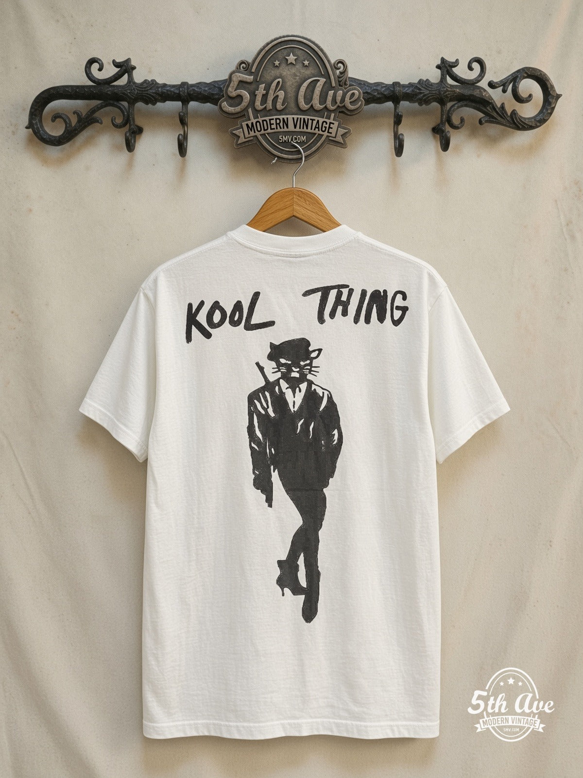 Sonic Youth – Kool Thing – Vintage Band T-Shirt — back on locked cream ornate 5th Ave rack