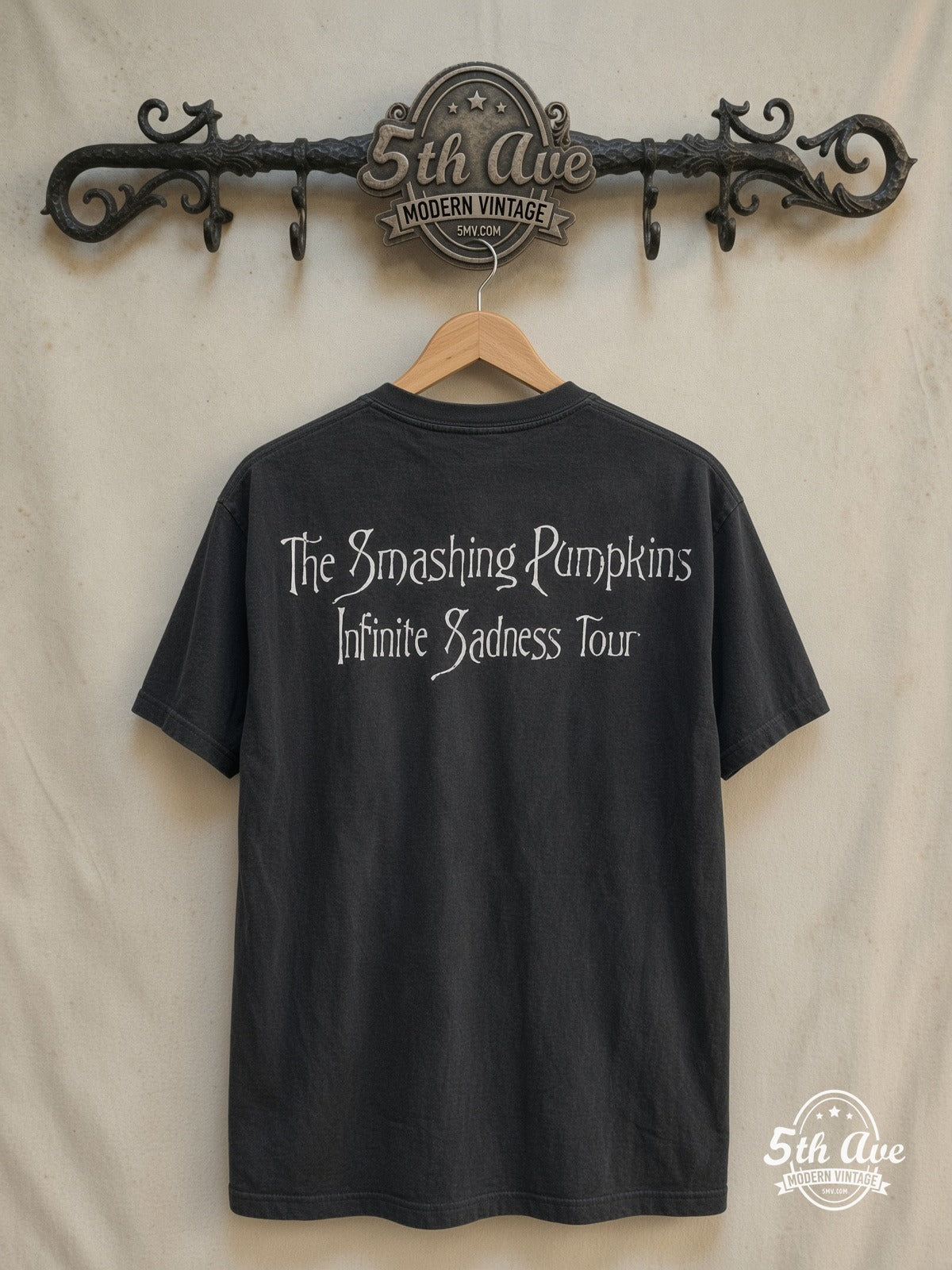 The Smashing Pumpkins – Bullet with Butterfly Wings Tour – Vintage Band T-Shirt — back on locked cream ornate 5th Ave rack