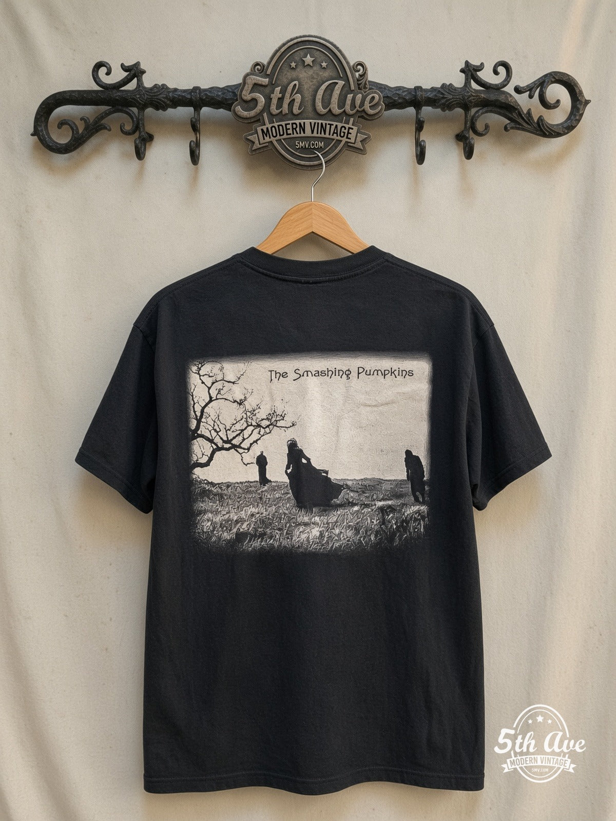 The Smashing Pumpkins – Adore – Vintage Band T-Shirt — back on locked cream ornate 5th Ave rack