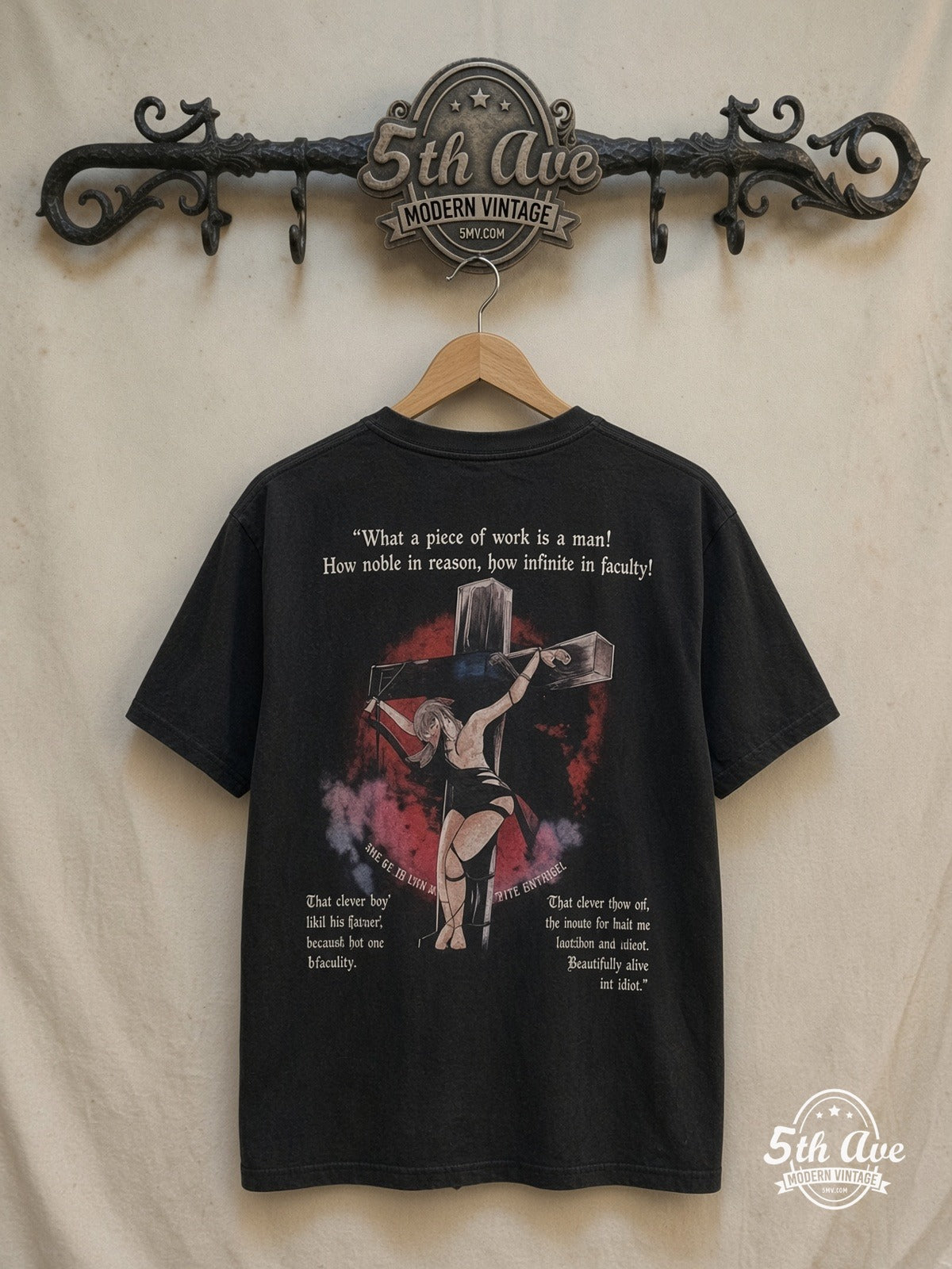 Neon Genesis Evangelion – Misato – New Vintage Anime Tee — back on locked cream ornate 5th Ave rack