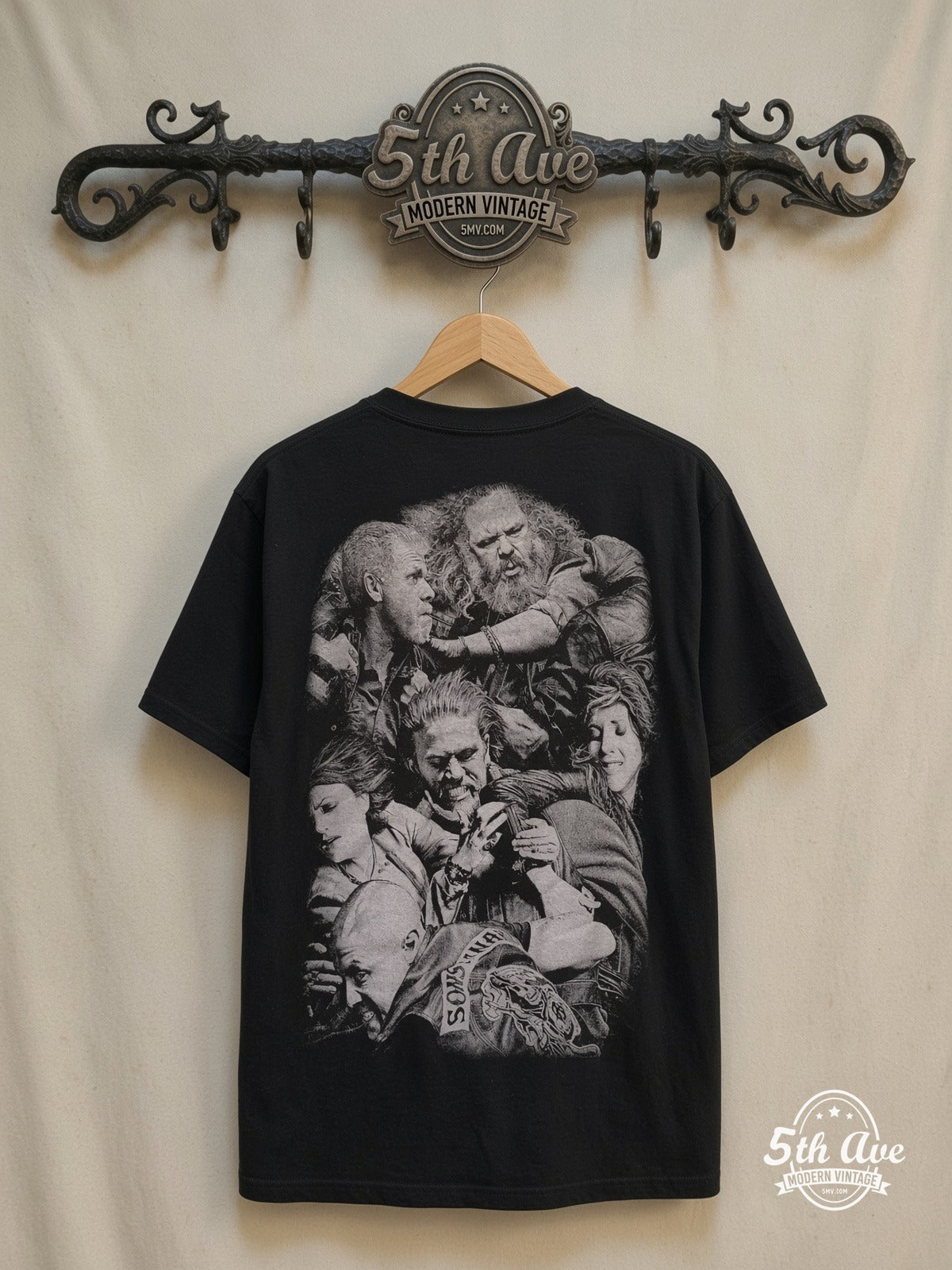 Sons of Anarchy – Vintage Movie Tee — back on locked cream ornate 5th Ave rack