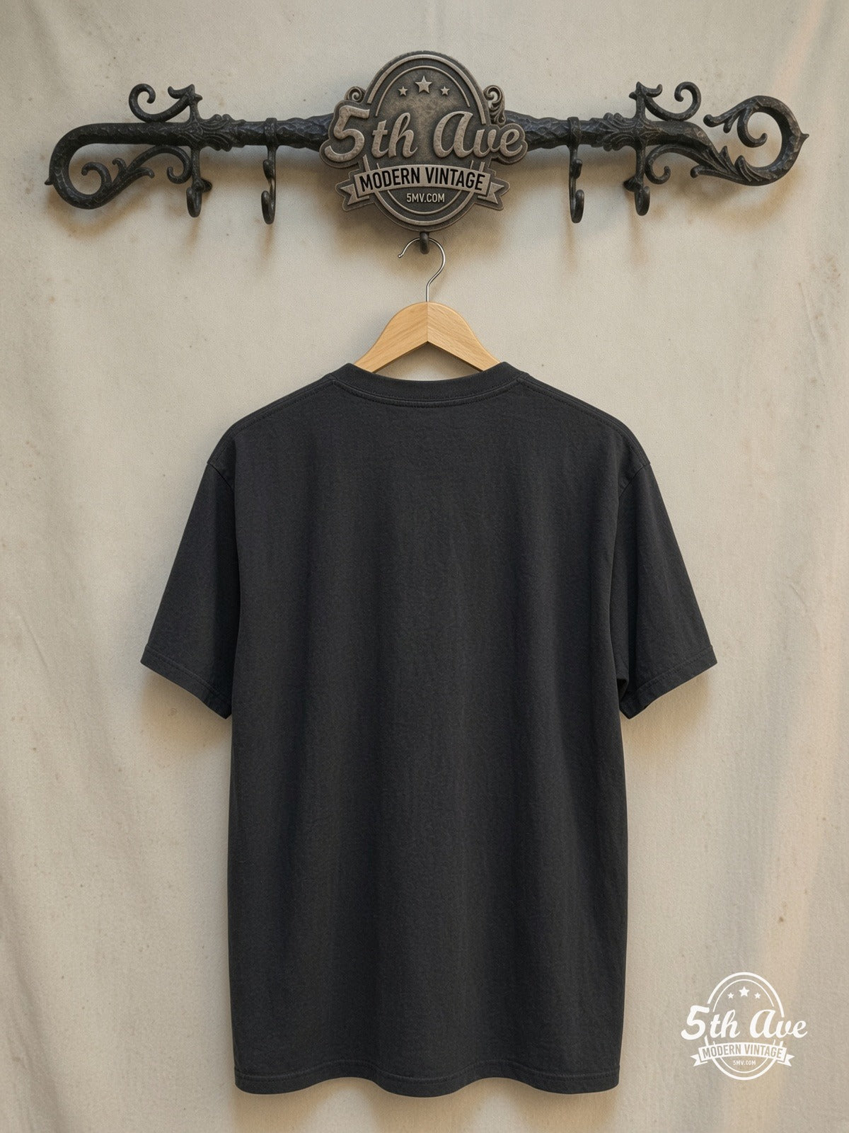 The Smiths The Queen Is Dead – Vintage Band T-Shirt — back on locked cream ornate 5th Ave rack
