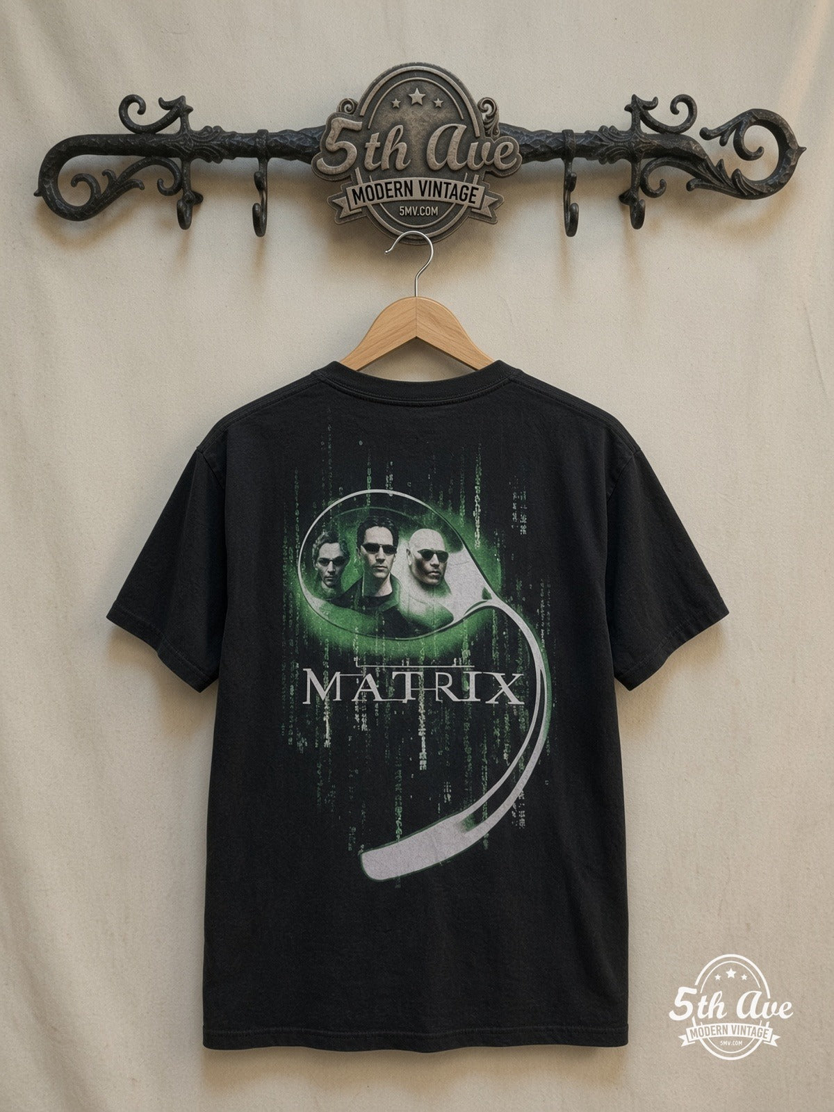 The Matrix Movie T-Shirt — back on locked cream ornate 5th Ave rack