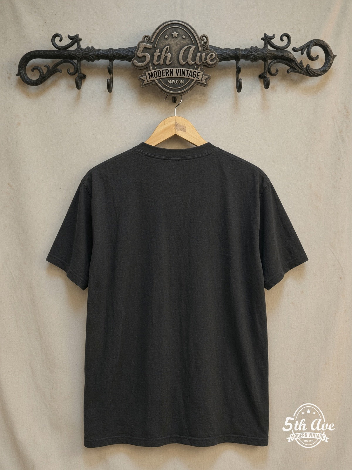 Ian Curtis – Joy Division – Vintage Band T-Shirt — back on locked cream ornate 5th Ave rack