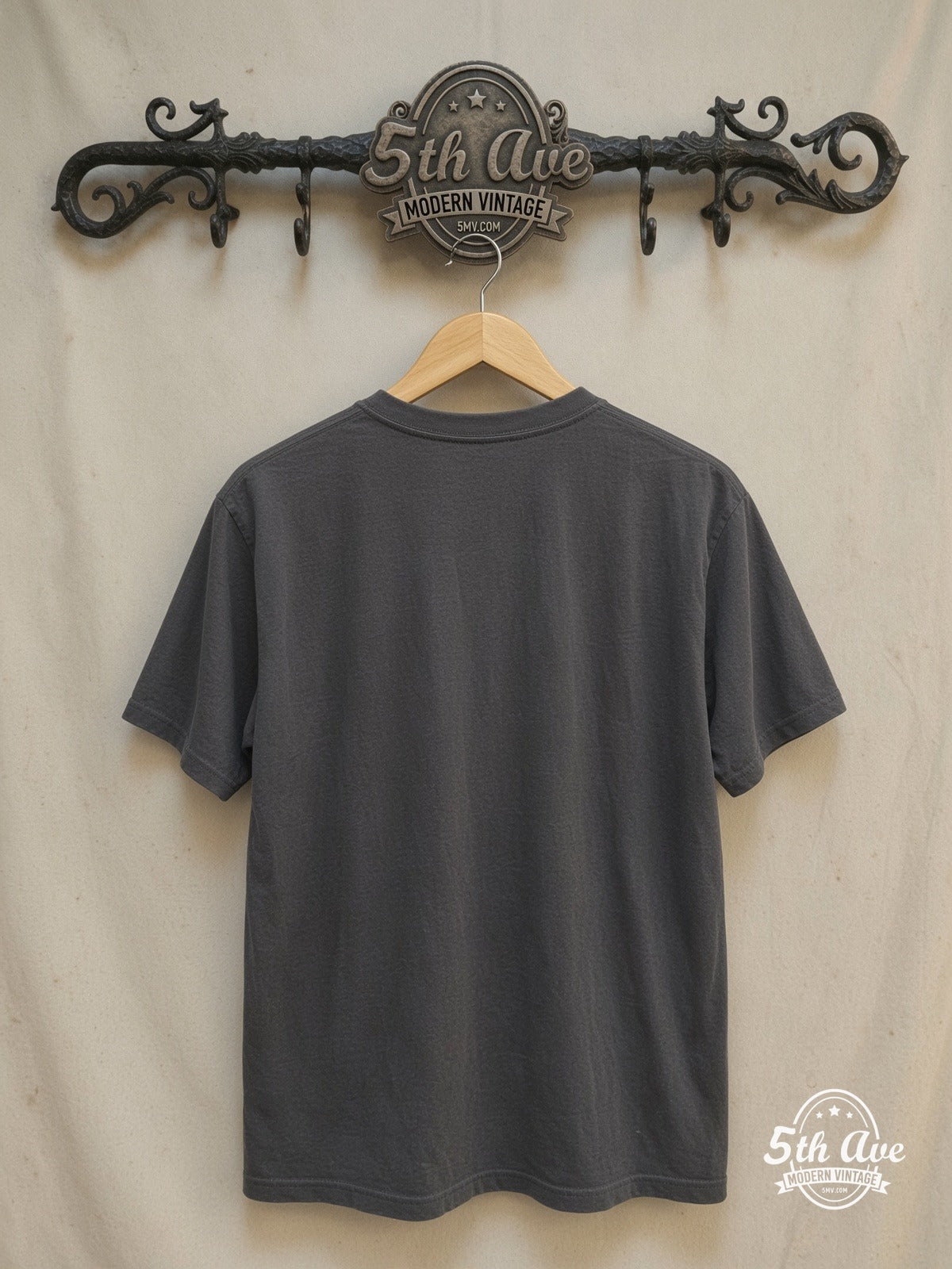 The Beatles – TICKET TO RIDE – Vintage Band T-Shirt — back on locked cream ornate 5th Ave rack