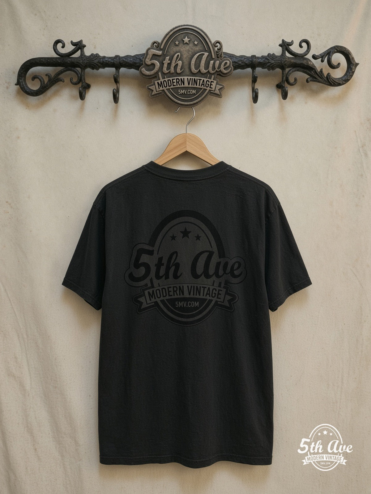 Betty Boop Harley Davidson graphic tee, back view on a display rack
