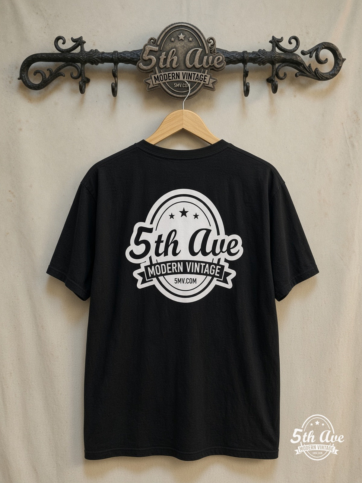 James Brown – Vintage Band T-Shirt — back on locked cream ornate 5th Ave rack