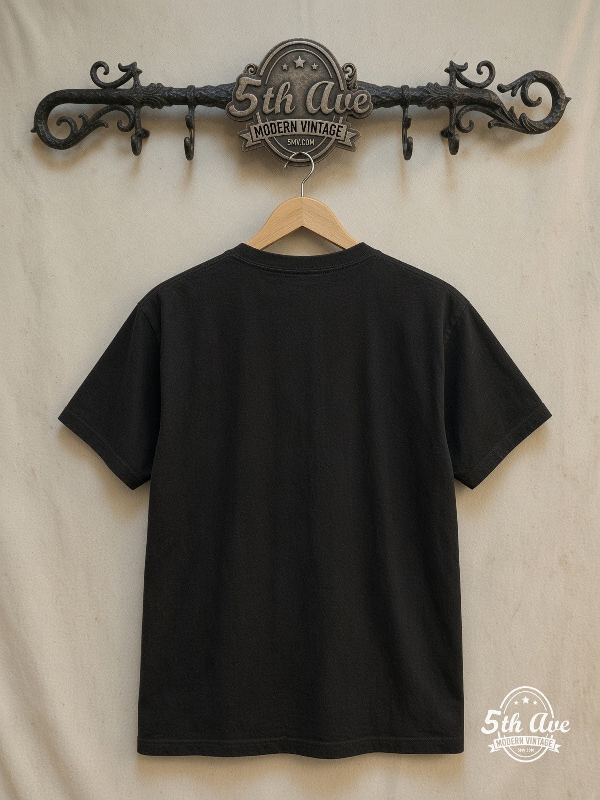 The 1975 – Matty Healy Shirtless Band Asterisk – Vintage Band T-Shirt — back on locked cream ornate 5th Ave rack