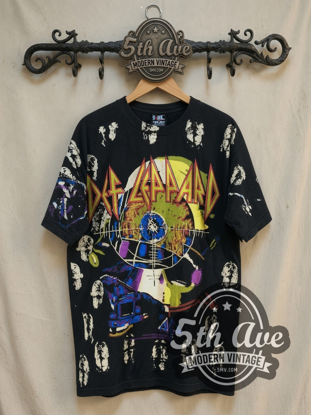 Def Leppard Target Face Repeat Black Tee