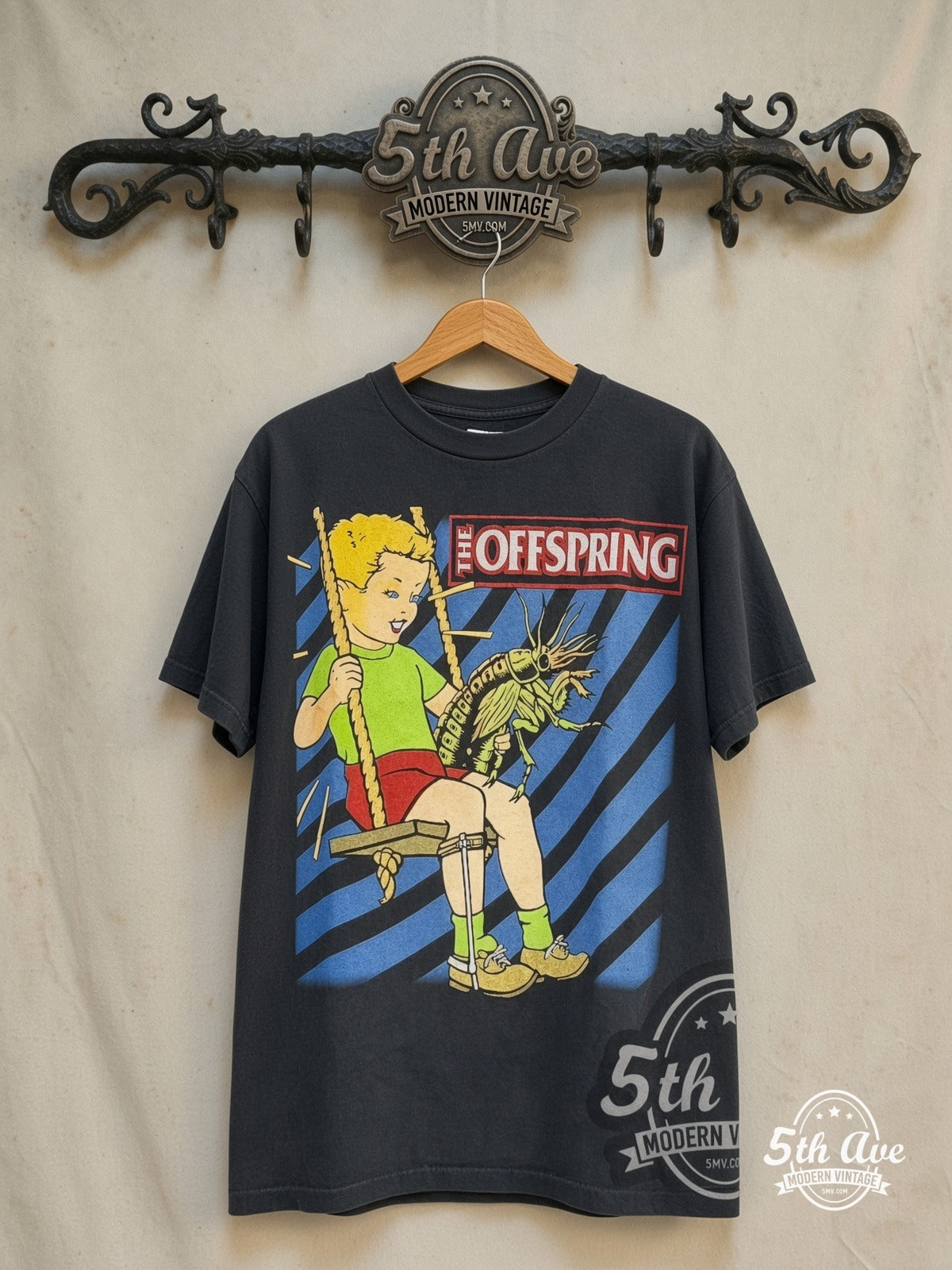 The Offspring – Veritas – Vintage Band T-Shirt — front on locked cream ornate 5th Ave rack