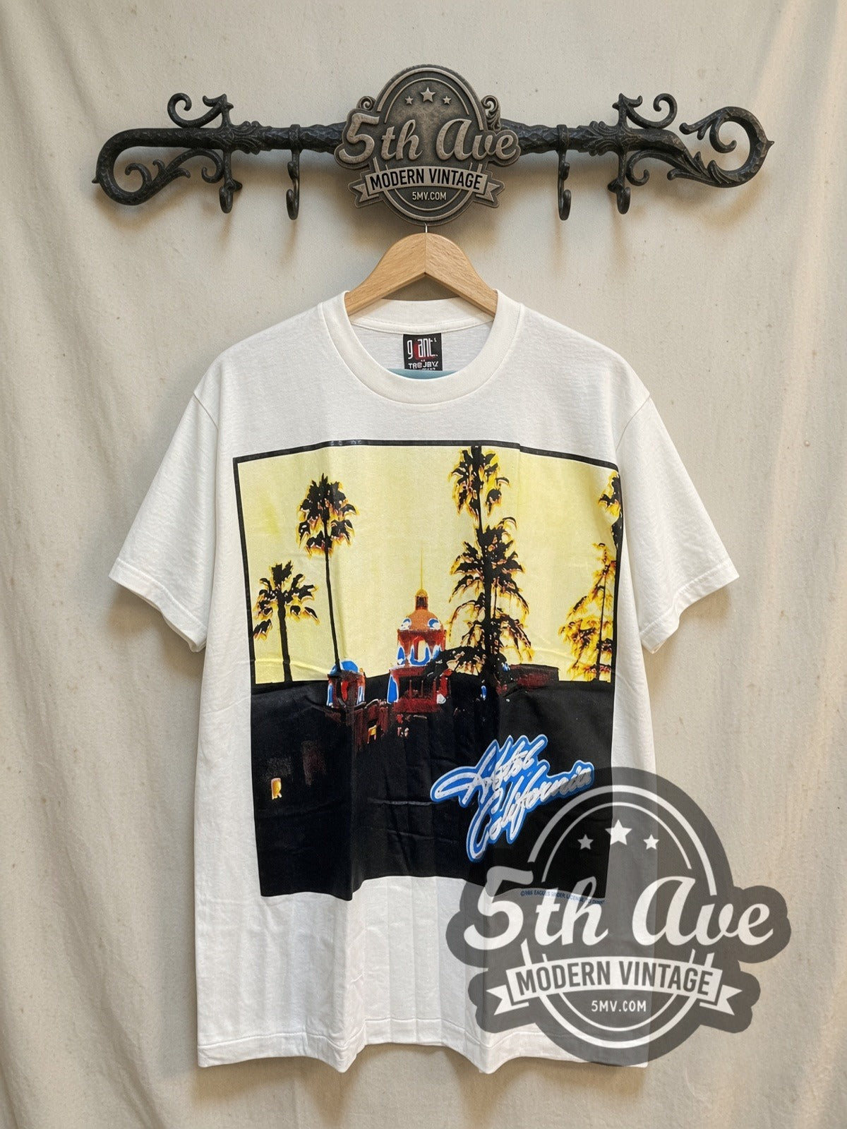 Eagles Hotel California Palm Trees White Vintage Band Tee