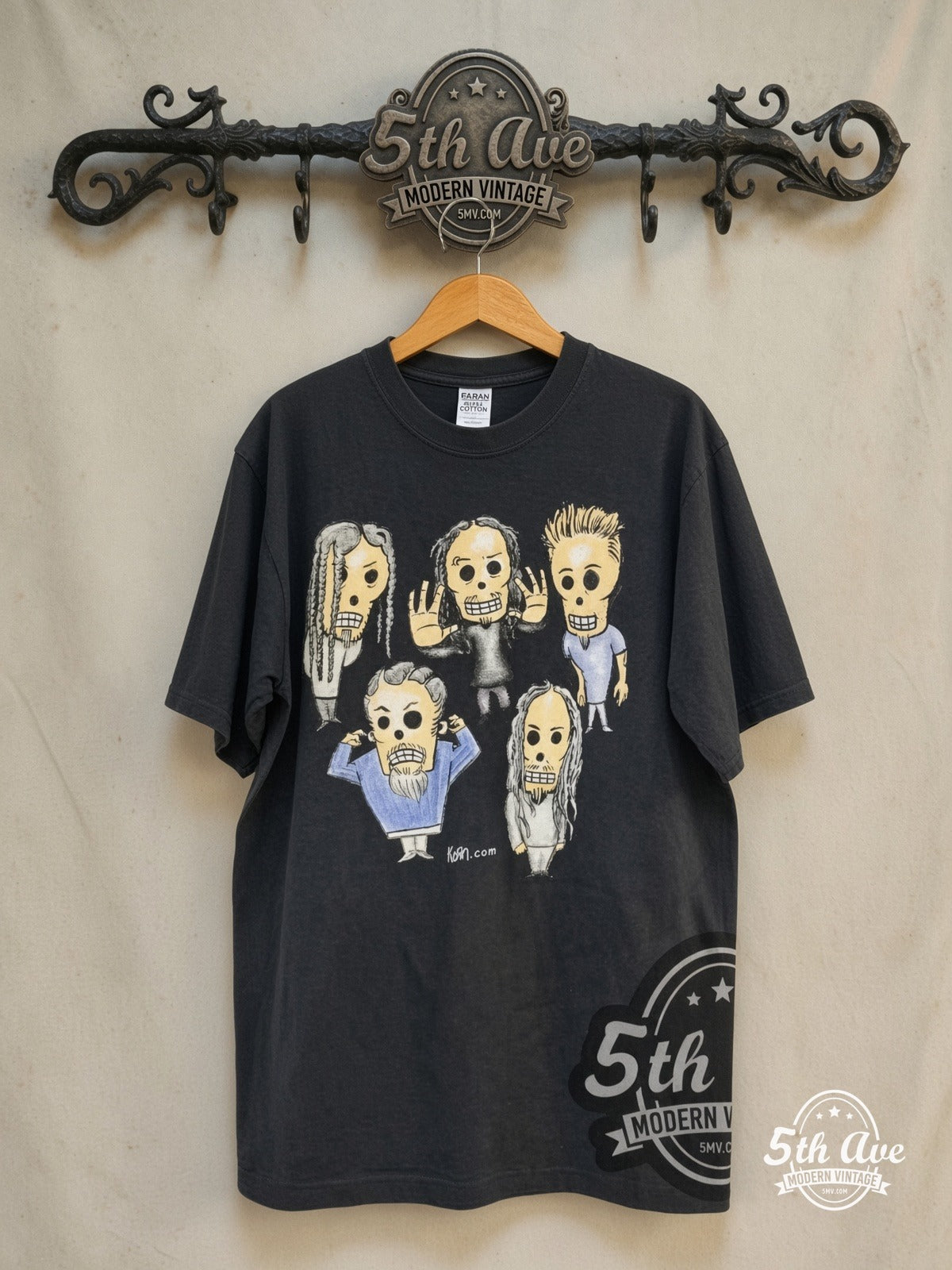 Korn – EL DIA DE LOS – Vintage Band T-Shirt — front on locked cream ornate 5th Ave rack