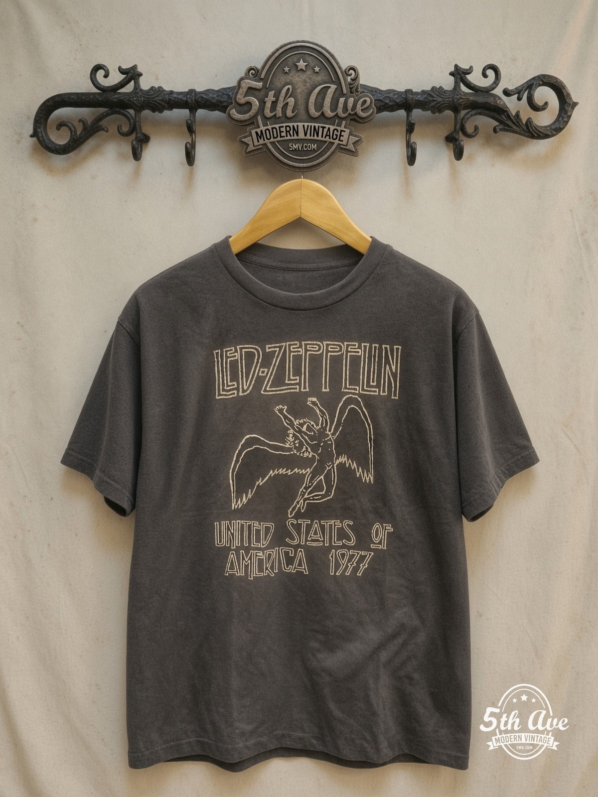Led Zeppelin U.S. Tour 1977 vintage band t-shirt on rack