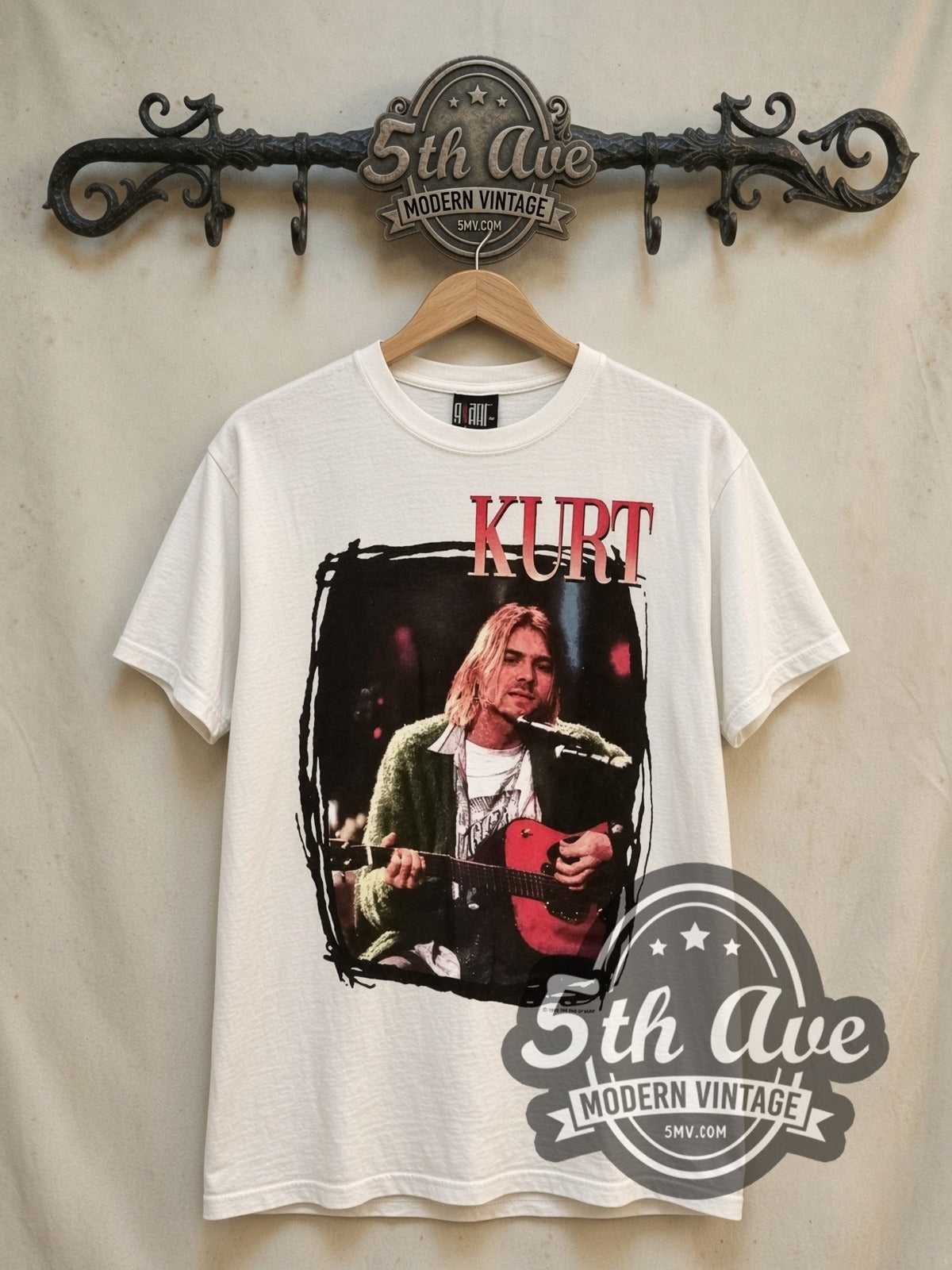 Nirvana Kurt Cobain Playing Guitar Vintage Band Tee | 5MV