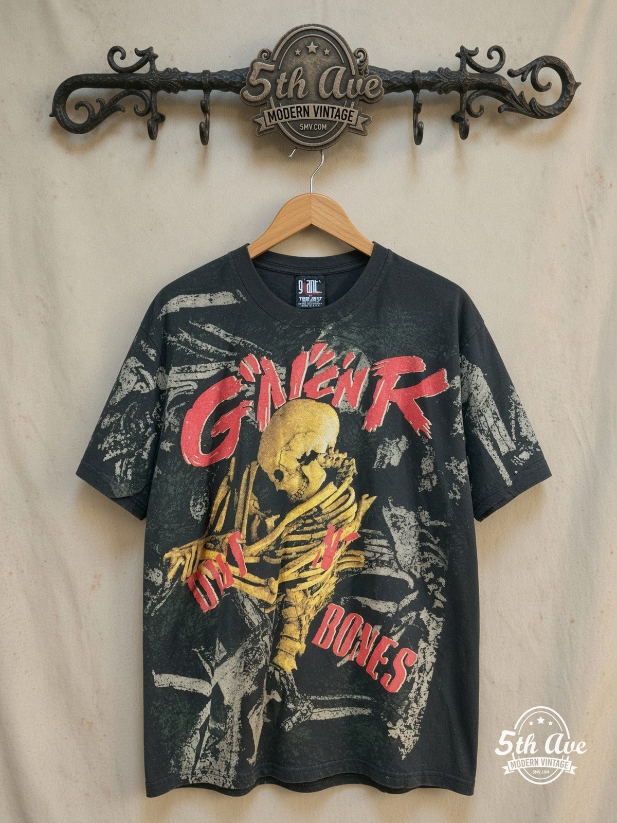 Guns N' Roses Dirt N Bones All Over Print vintage band t-shirt on rack