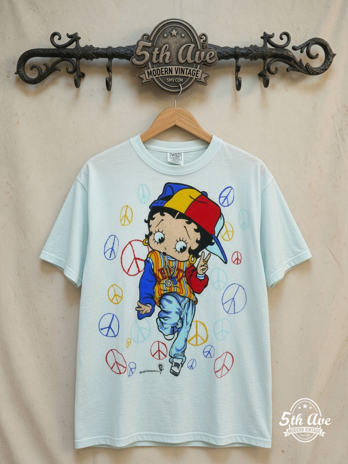 Betty Boop Peace all-over print vintage graphic tee on rack