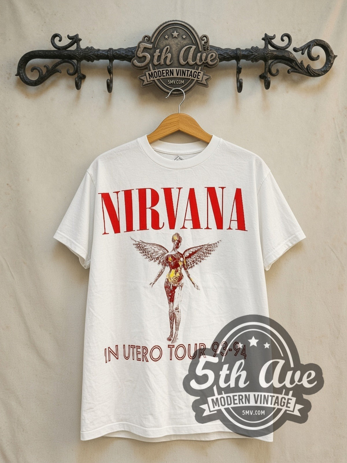 Nirvana In Utero Tour 93-94 White Vintage Band T-Shirt