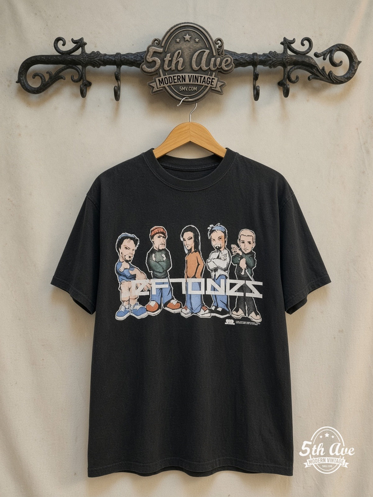 Deftones – Tour 2001 – Vintage Band T-Shirt — front on locked cream ornate 5th Ave rack