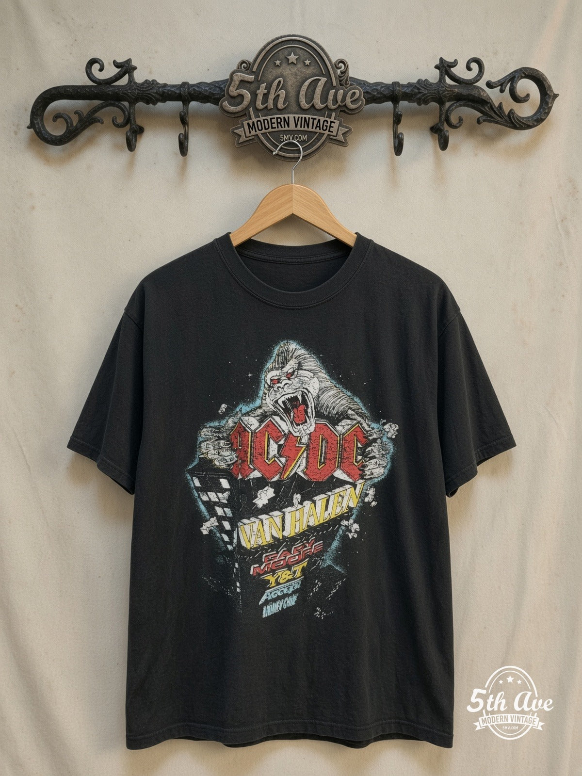 Mötley Crüe vintage band t-shirt on rack
