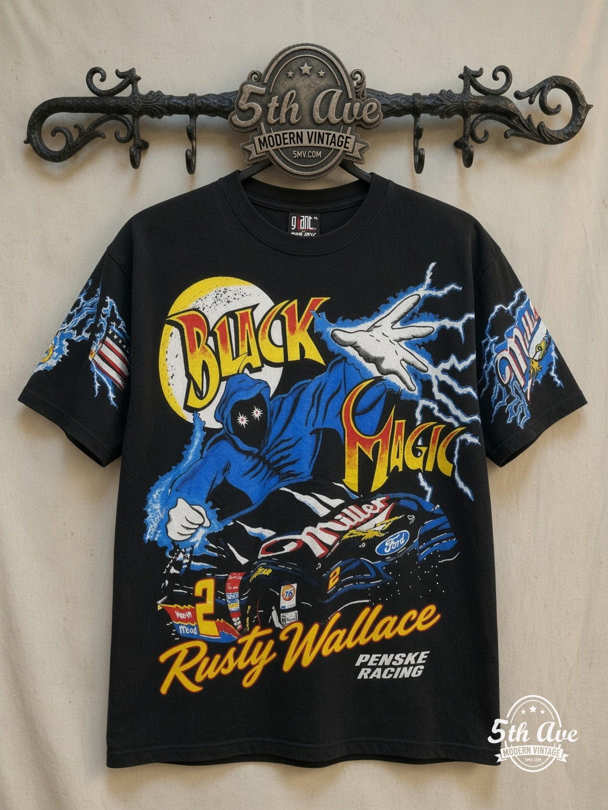 NASCAR Black Magic Rusty Wallace vintage graphic tee on rack