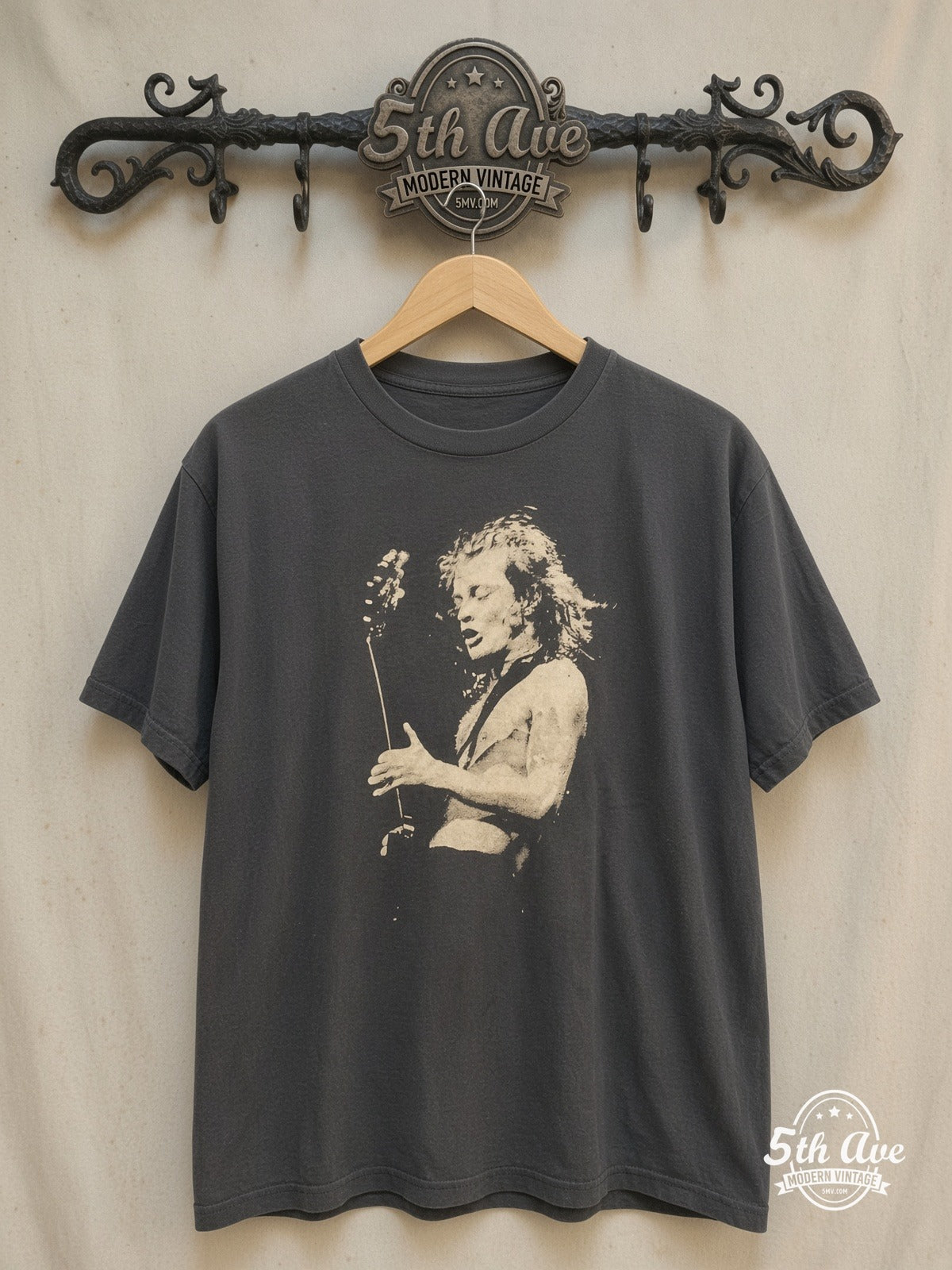 AC/DC Angus Young vintage band t-shirt on rack