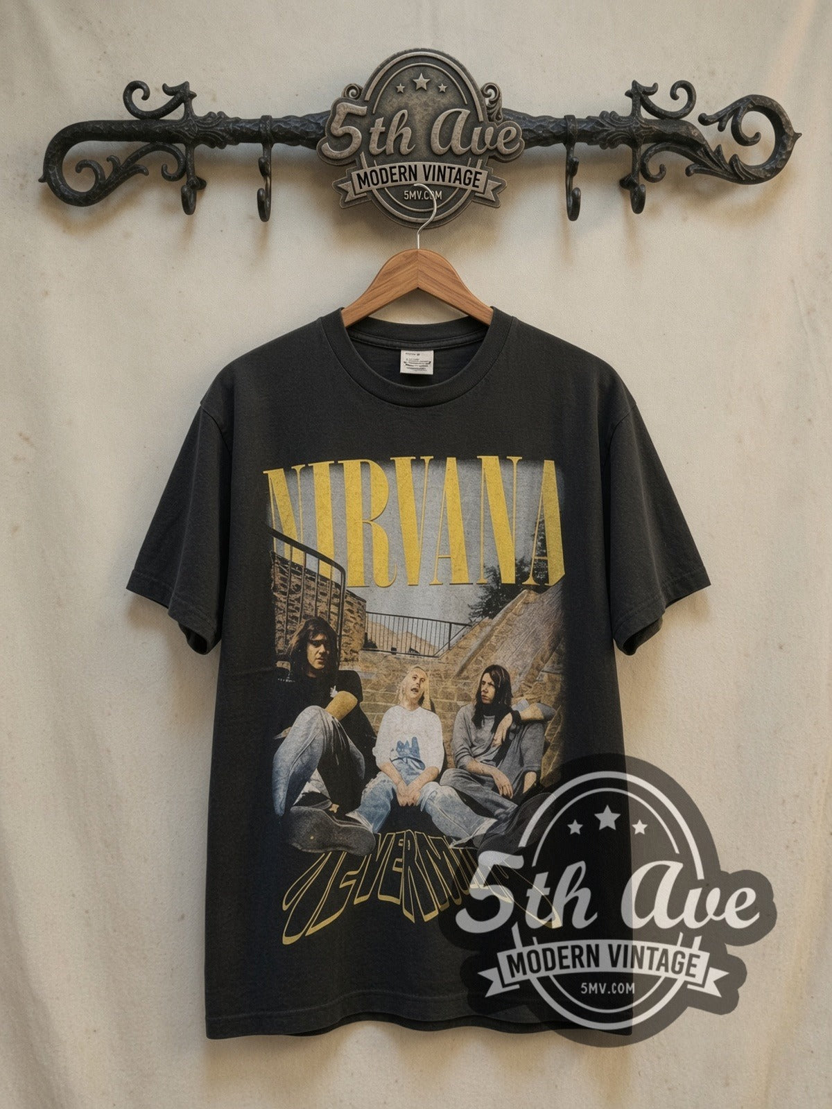 Nirvana Nevermind Band Photo Tracklist Back Vintage Band Tee