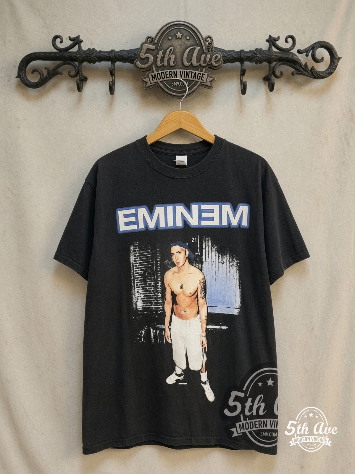 Eminem – Pinhead "EMINƎM – Vintage Band T-Shirt — front on locked cream ornate 5th Ave rack