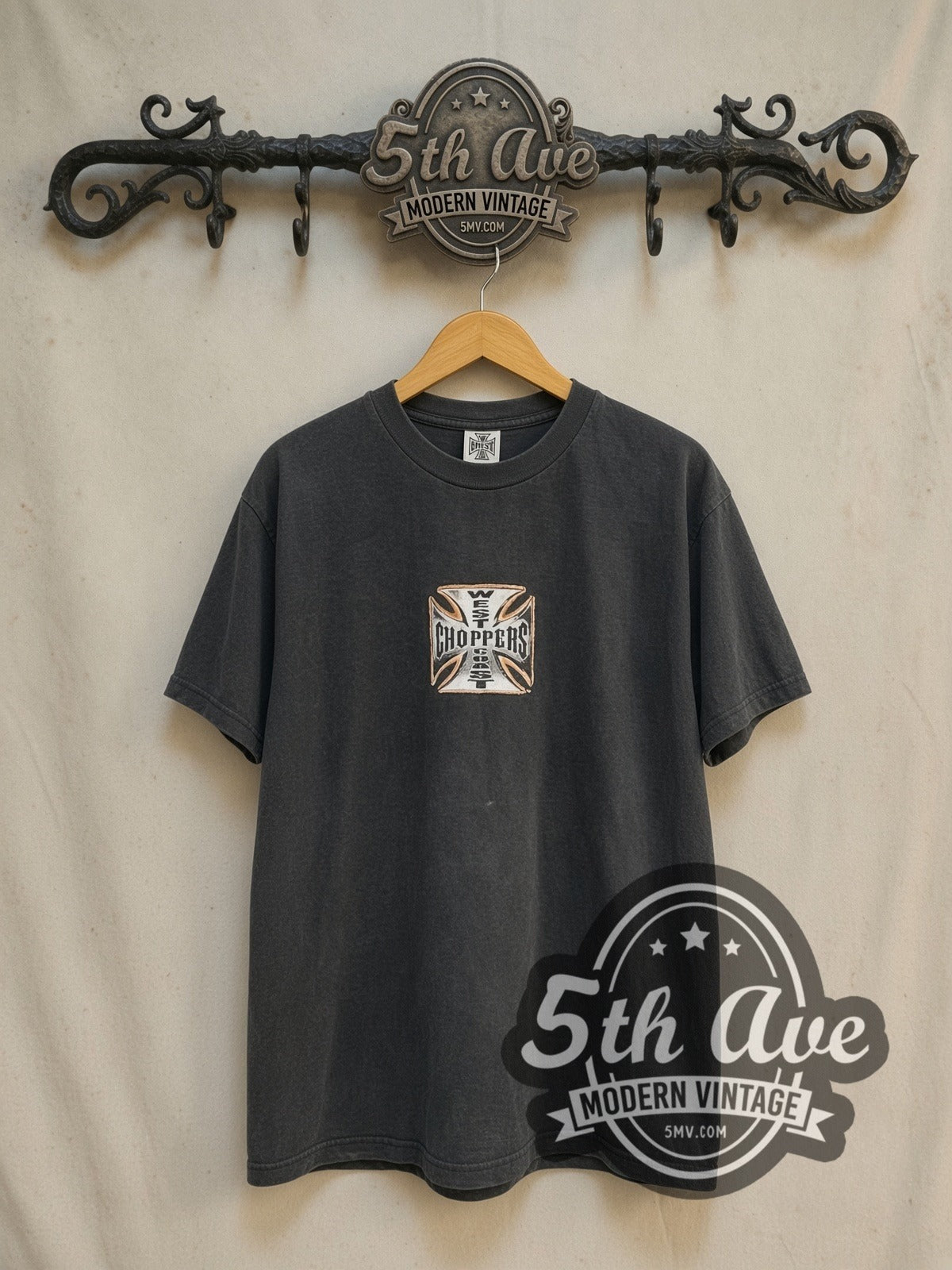 West Coast Choppers Orange Chopper Iron Cross Vintage Graphic Tee