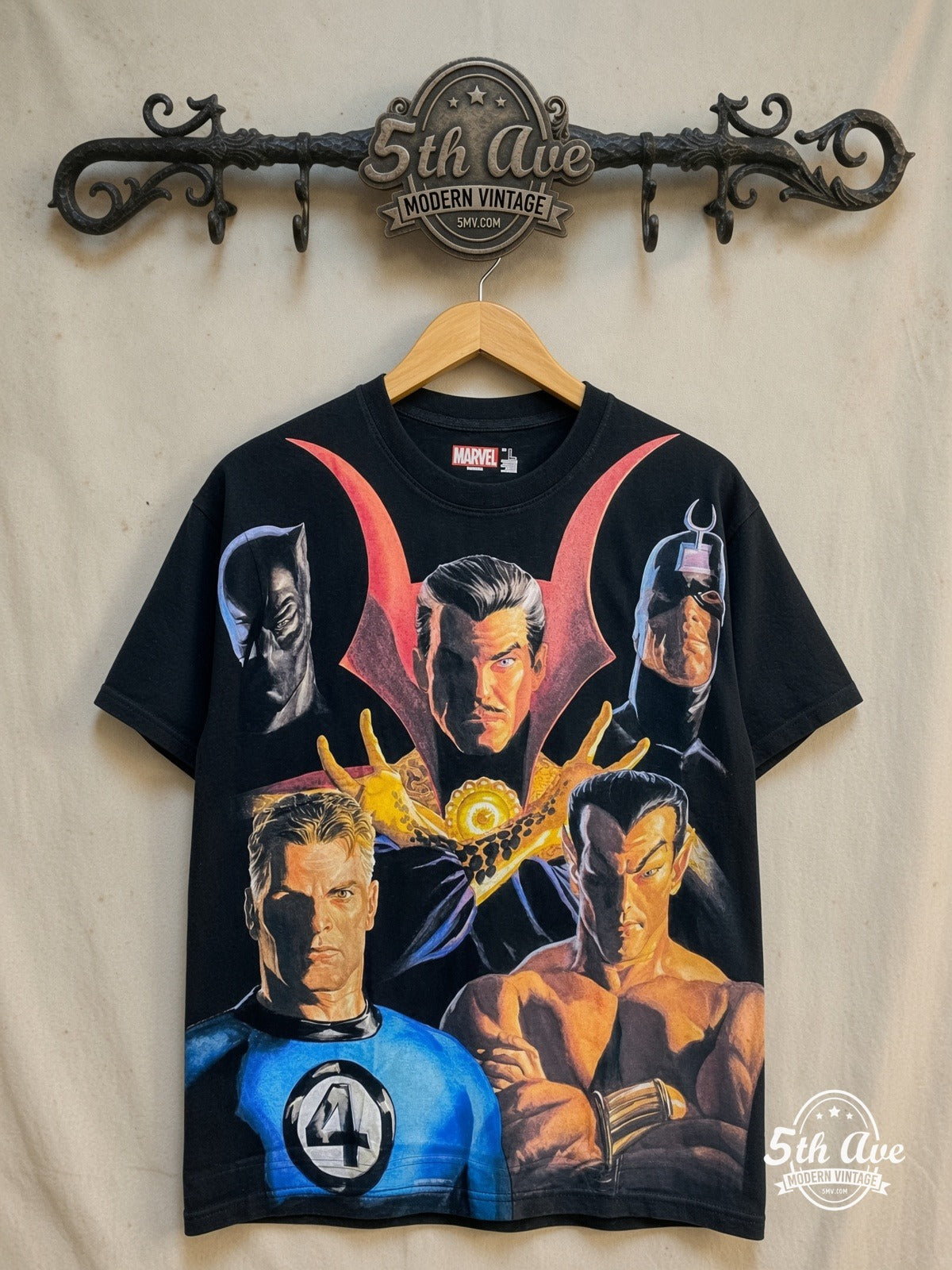 Marvel Illuminati vintage graphic tee front on cream 5th Ave rack
