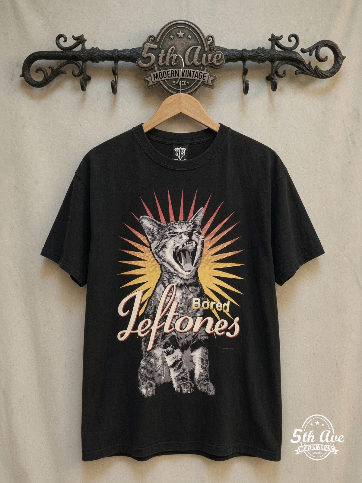 Deftones – Feeling Bored – Vintage Band T-Shirt — front on locked cream ornate 5th Ave rack
