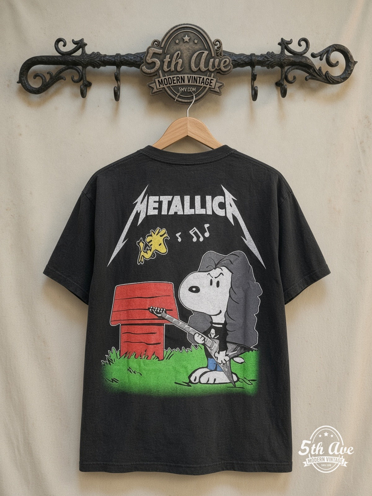Mickey Mouse – Cowboy Mickey – New Vintage Graphic Tee — front on locked cream ornate 5th Ave rack