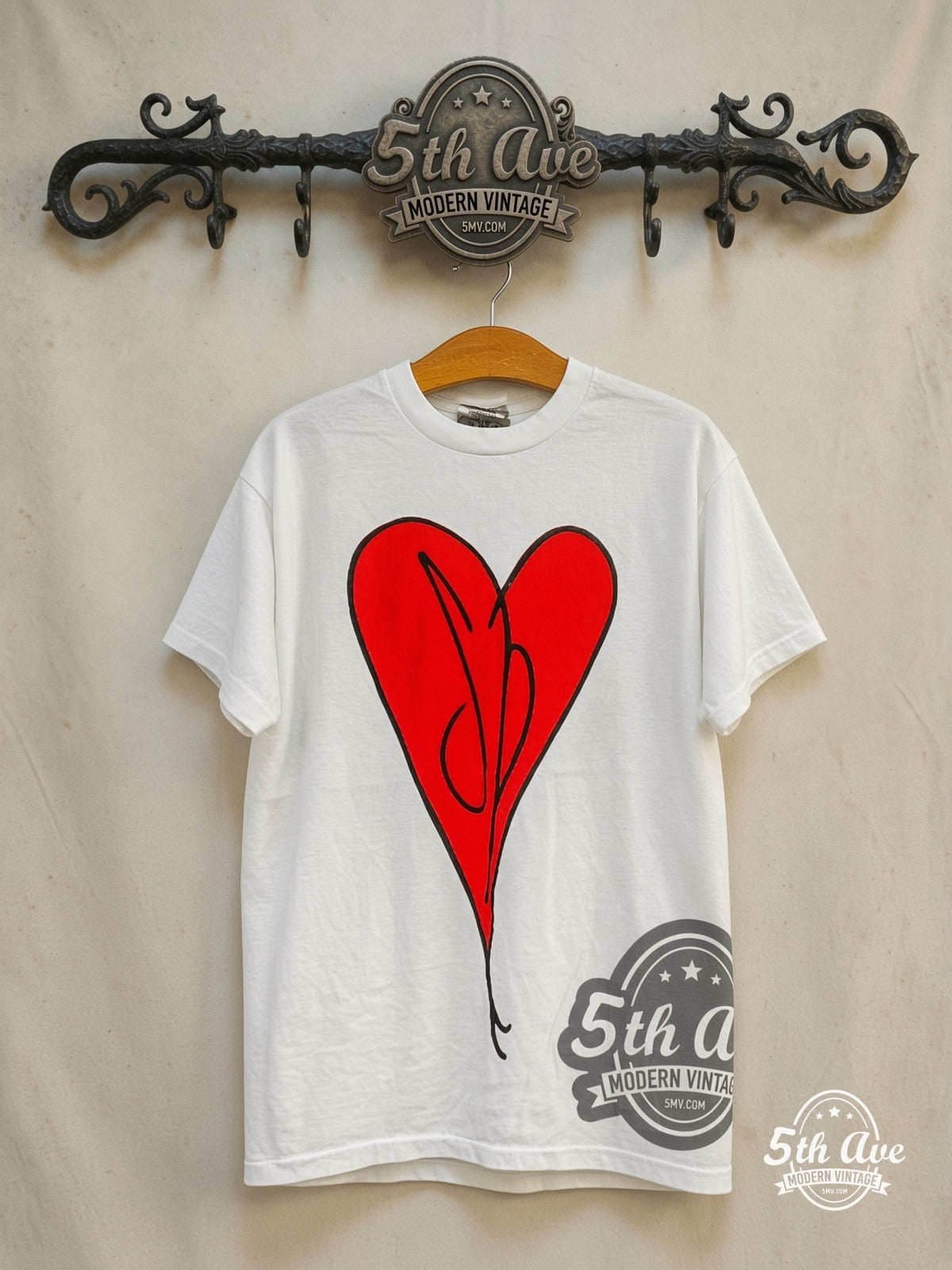 The Smashing Pumpkins – Siamese Dream – Vintage Band T-Shirt — front on locked cream ornate 5th Ave rack