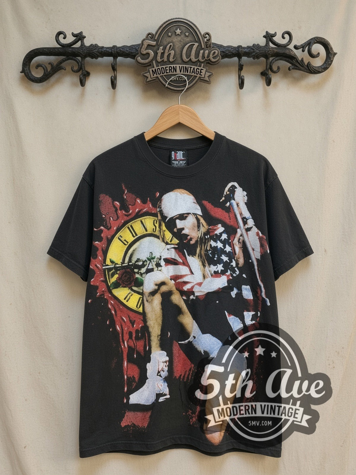 Guns N' Roses Crossed Guns Roses Aces Vintage Reprint Band T-Shirt