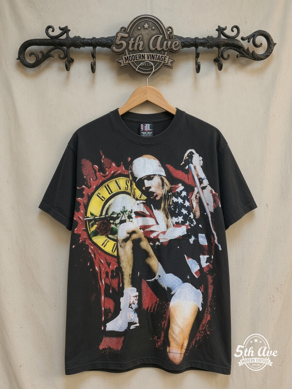 Guns N' Roses vintage band t-shirt on rack