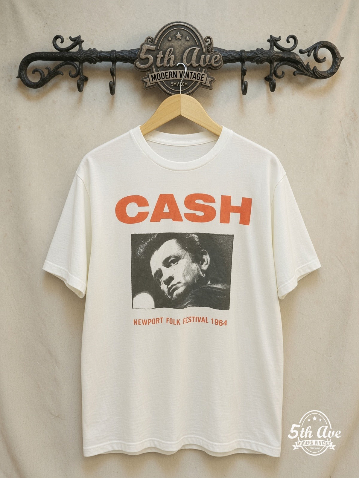 Johnny Cash vintage band t-shirt on rack
