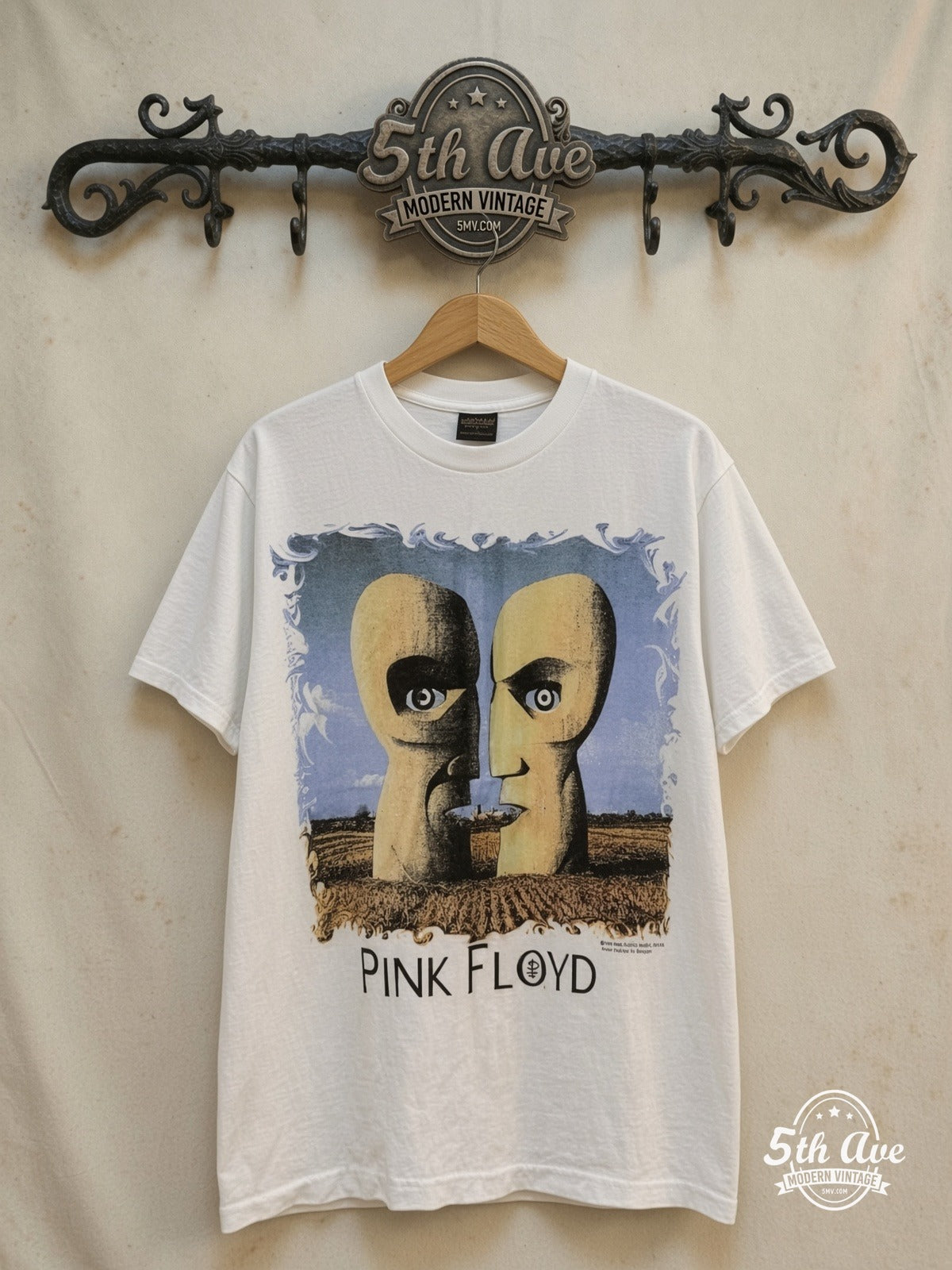 Pink Floyd – 1994 North America Tour – Vintage Band T-Shirt — front on locked cream ornate 5th Ave rack