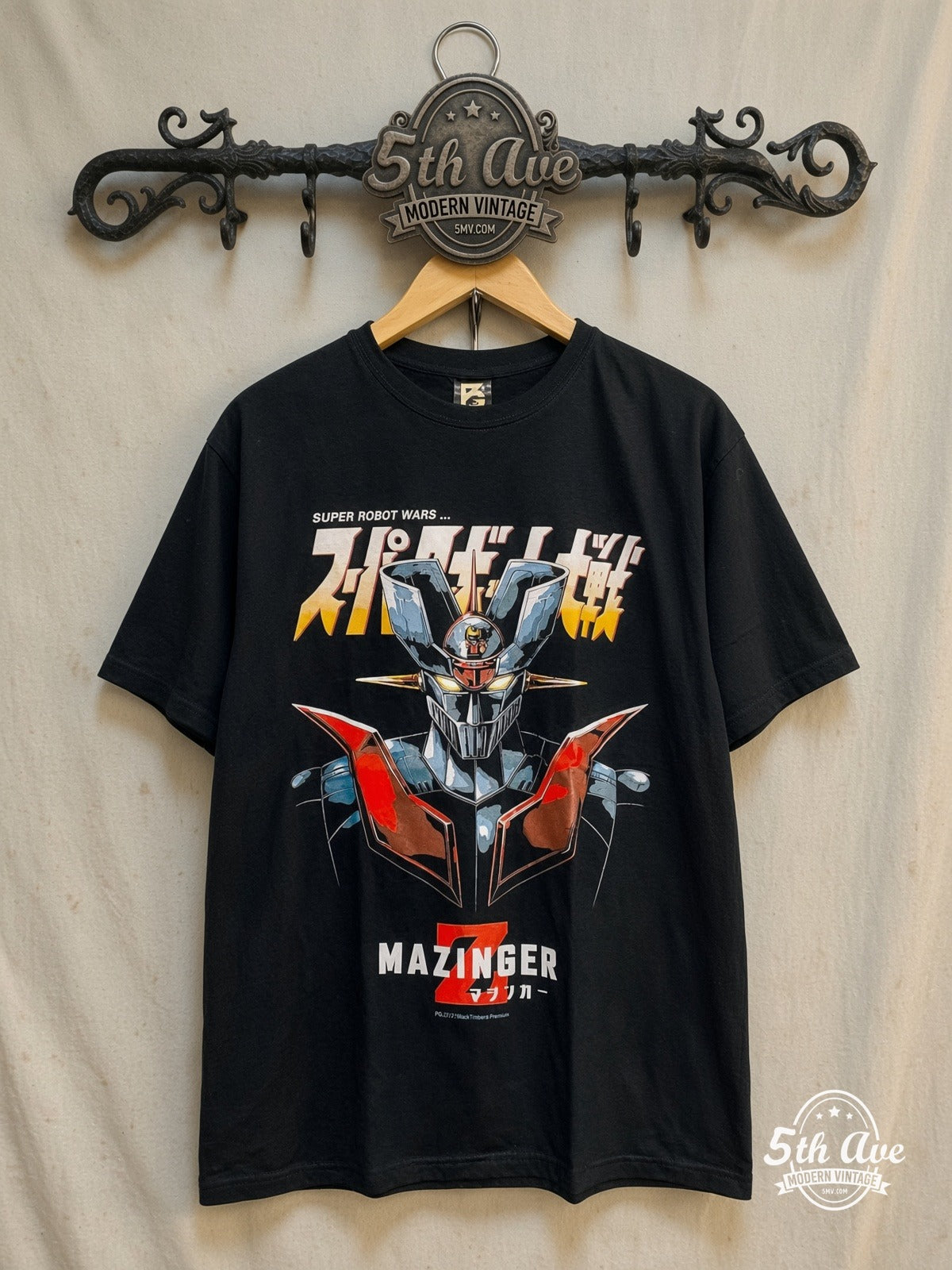 Mazinger Z – New Vintage Anime Tee — front on locked cream ornate 5th Ave rack