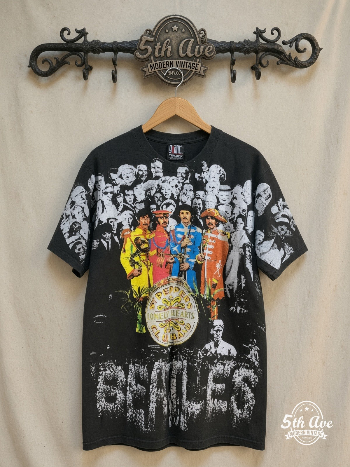 The Beatles Sgt Pepper Hearts vintage band t-shirt on rack