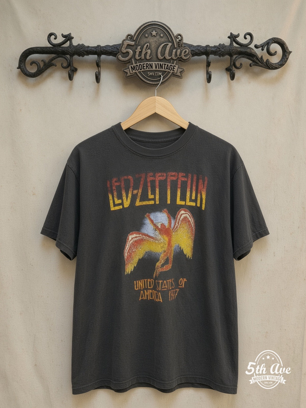 Led Zeppelin vintage band t-shirt on rack
