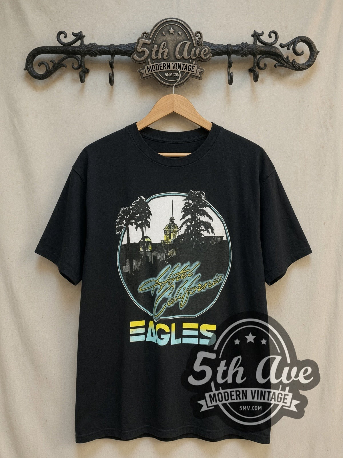 Eagles Hotel California Palm Trees White Vintage Band Tee