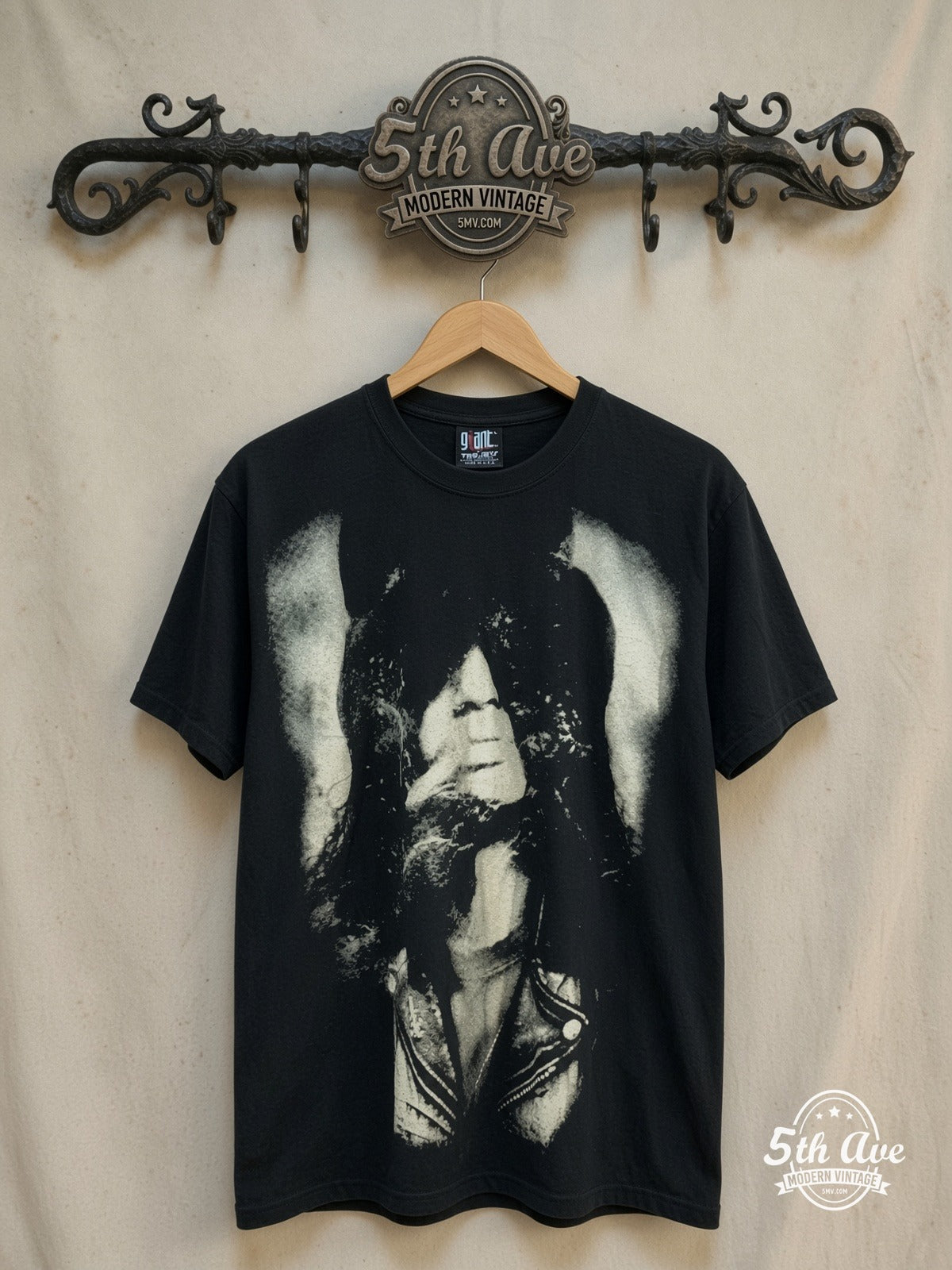 Slash – Slash – All Over Print – Vintage Band T-Shirt — front on locked cream ornate 5th Ave rack