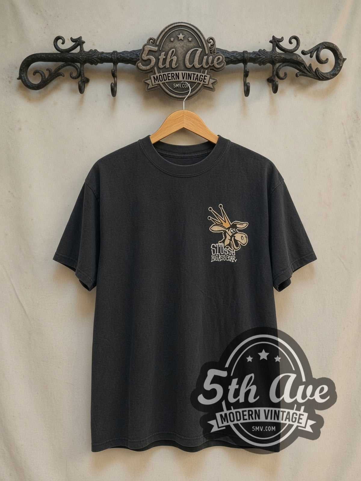 Stussy Big Ass Gear Black Vintage Graphic Tee | 5MV