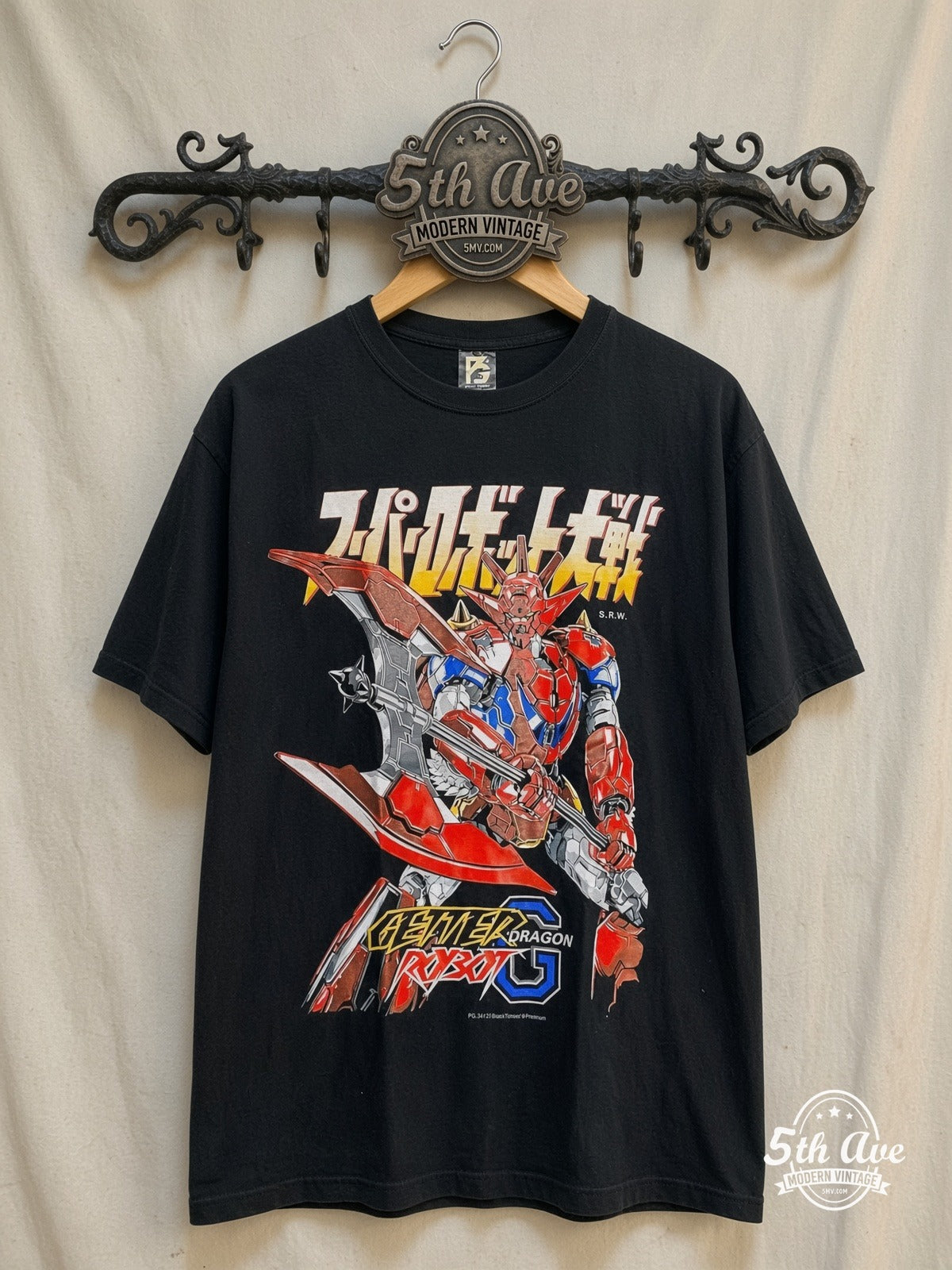 Getter Robo – New Vintage Anime Tee — front on locked cream ornate 5th Ave rack