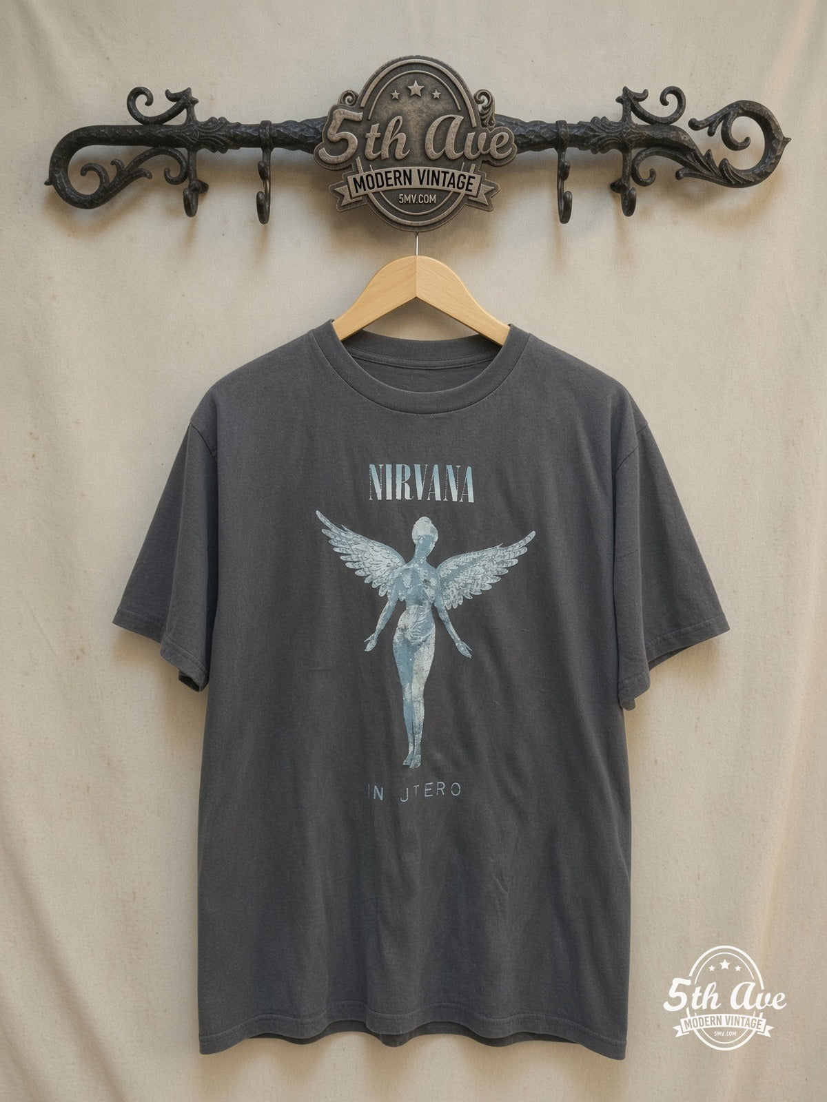Nirvana In Utero vintage band t-shirt on rack