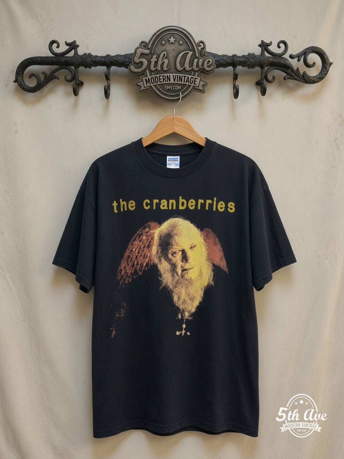 The Cranberries – No Need to Argue World Tour 95 – Vintage Band T-Shirt — front on locked cream ornate 5th Ave rack